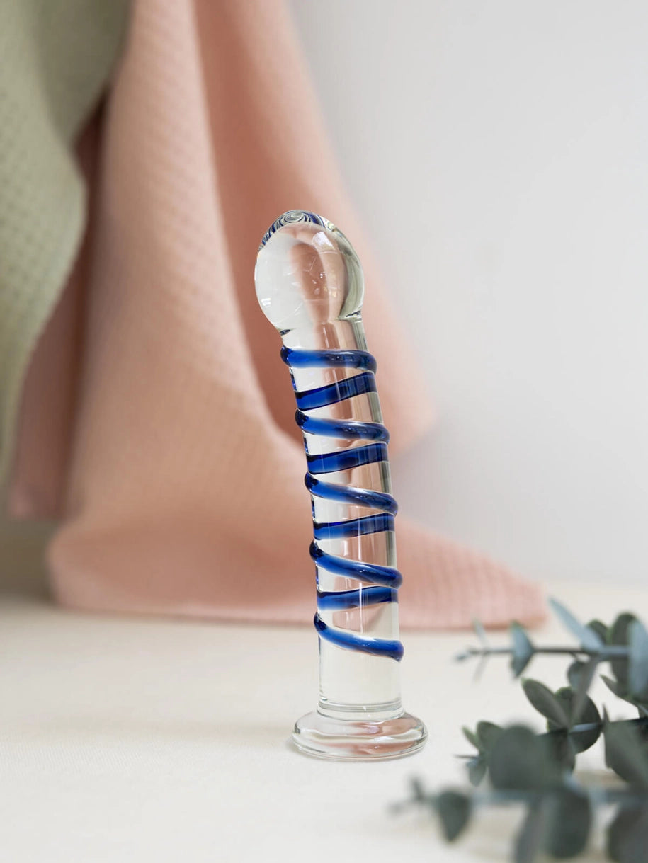 Ribbed Glass Dildo